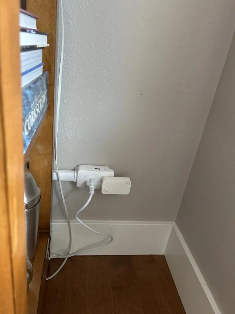 Socketify in a tight space beside furniture